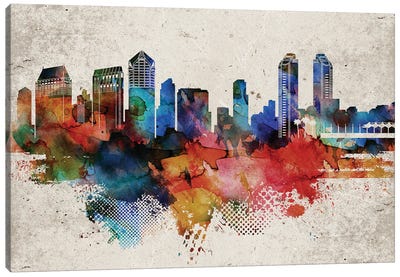 San Diego Abstract Canvas Art Print - San Diego Skylines