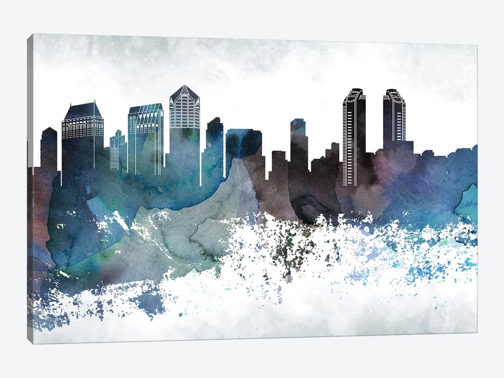 San Diego Bluish Skylines by WallDecorAddict 1-piece Canvas Art