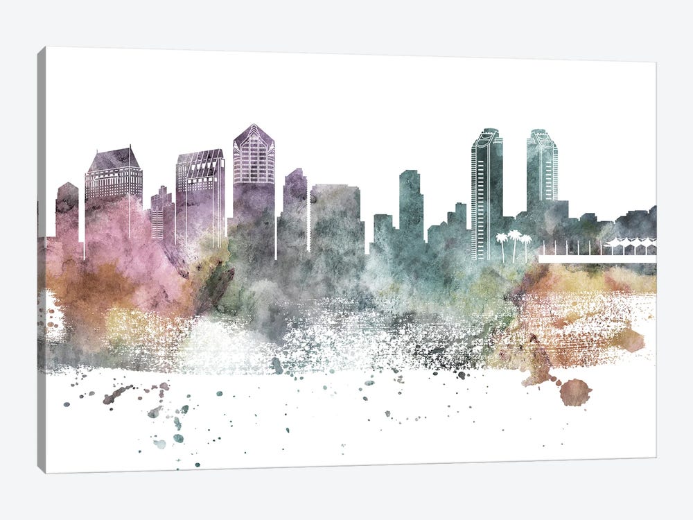 San Diego Pastel Skylines by WallDecorAddict 1-piece Art Print