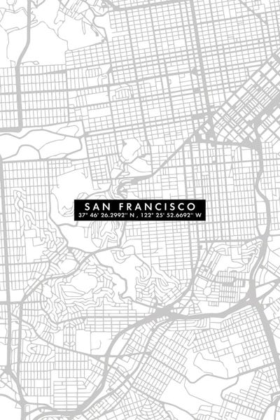 San Francisco Maps: San Francisco City Map Minimal by WallDecorAddict