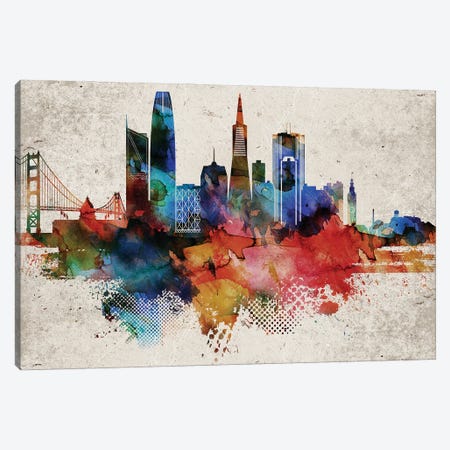 San Francisco Abstract Canvas Print #WDA438} by WallDecorAddict Canvas Art