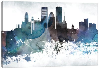 Baltimore Bluish Skylines Canvas Art Print - Maryland