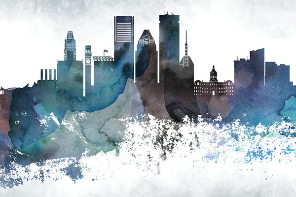 Maryland: Baltimore Bluish Skylines by WallDecorAddict