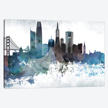 San Francisco Bluish Skylines Canvas Print #WDA440} by WallDecorAddict Art Print