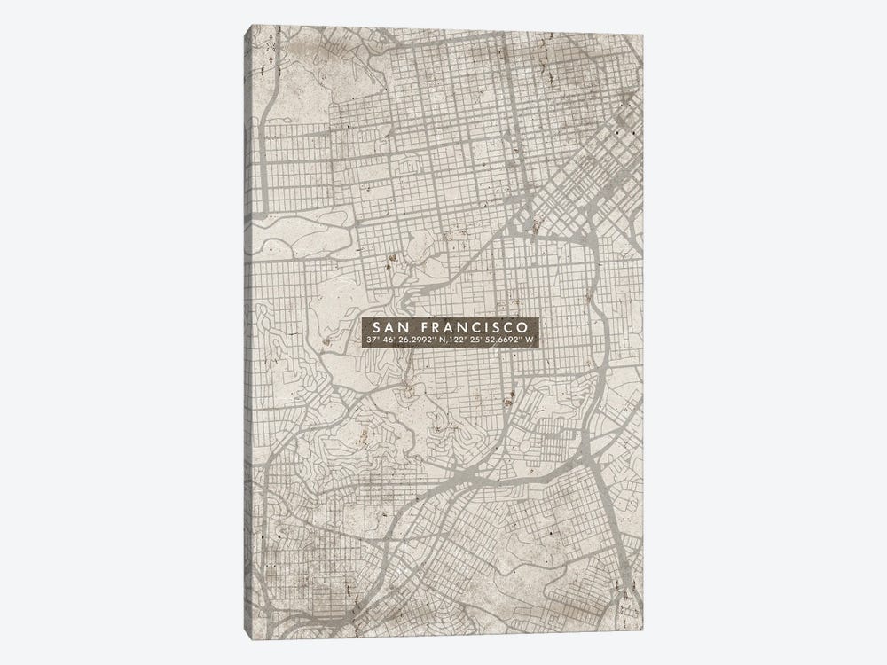 San Francisco City Map Abstract by WallDecorAddict 1-piece Canvas Print
