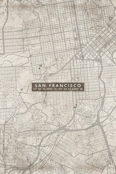 San Francisco Maps: San Francisco City Map Abstract by WallDecorAddict