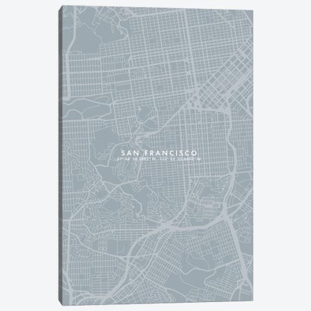 San Francisco City Map Simple Color Canvas Print #WDA443} by WallDecorAddict Art Print