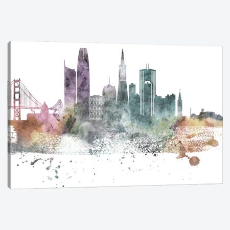 San Francisco Pastel Skylines Canvas Print #WDA444} by WallDecorAddict Canvas Wall Art