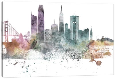 San Francisco Pastel Skylines Canvas Art Print - WallDecorAddict