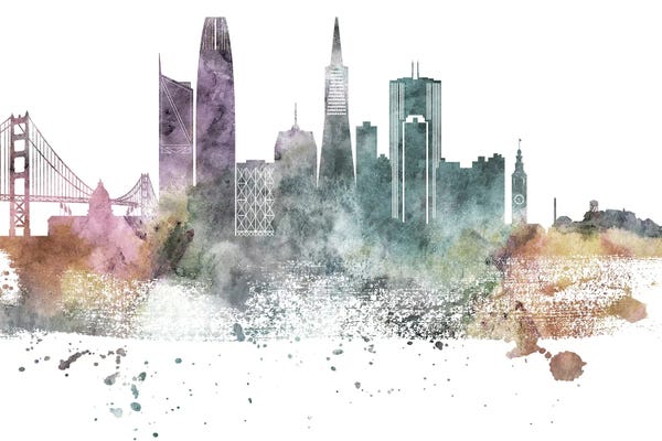 California: San Francisco Pastel Skylines by WallDecorAddict