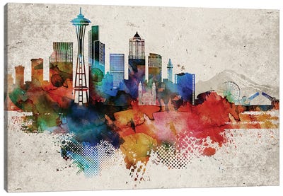 Seattle Abstract Canvas Art Print - Skyline Art