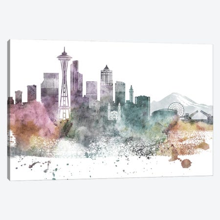 Seattle Pastel Skylines Canvas Print #WDA448} by WallDecorAddict Canvas Print