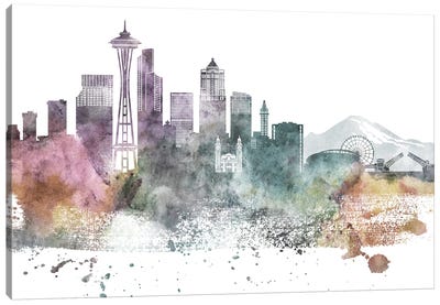 Seattle Pastel Skylines Canvas Art Print - Seattle