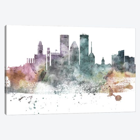 Baltimore Pastel Skylines Canvas Print #WDA44} by WallDecorAddict Canvas Artwork