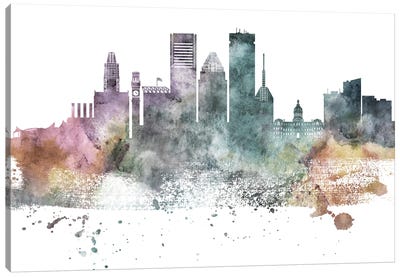 Baltimore Pastel Skylines Canvas Art Print - Baltimore Art