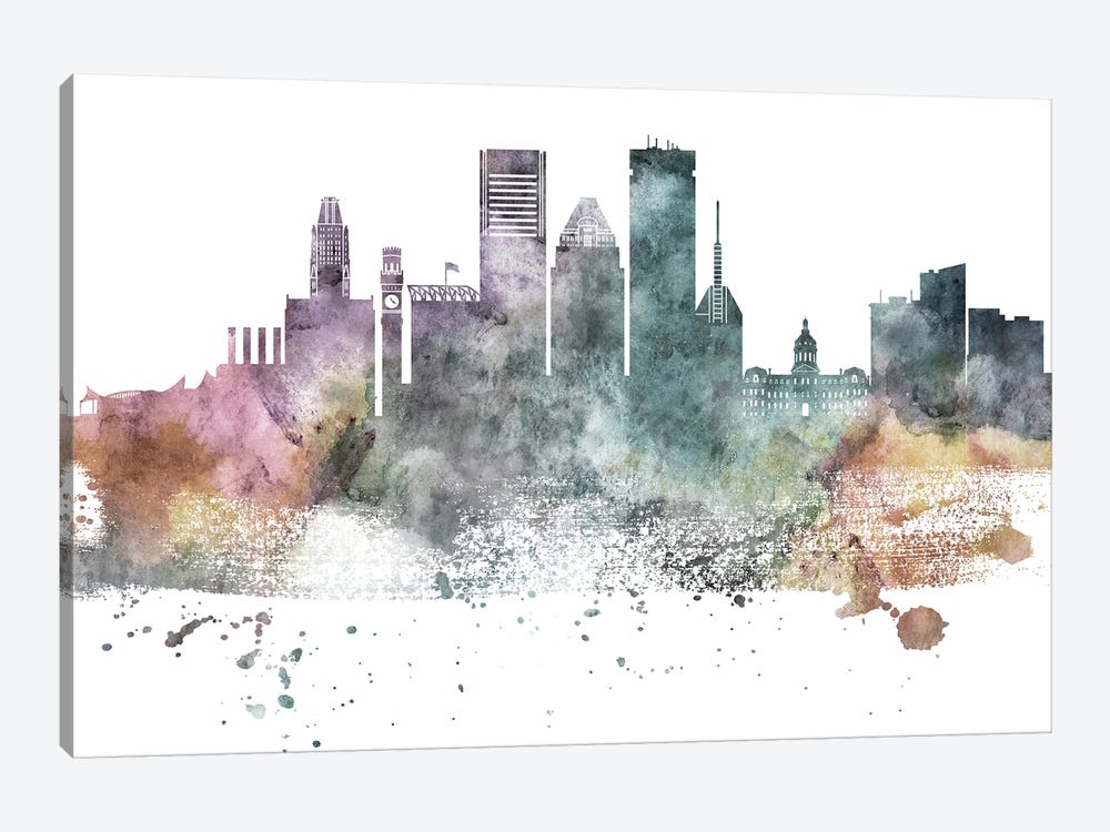 Baltimore Pastel Skylines by WallDecorAddict 1-piece Canvas Art Print