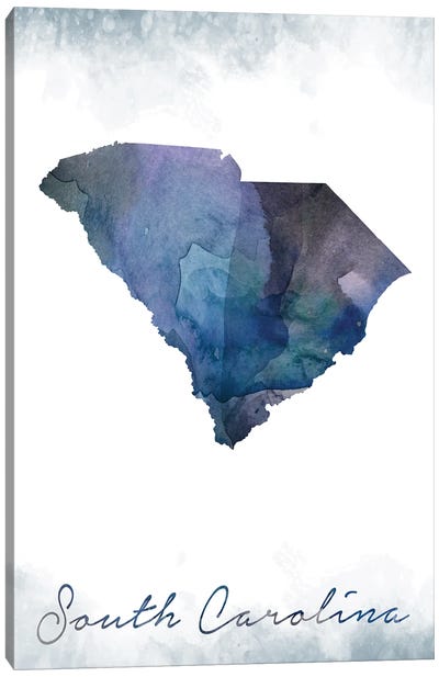 South Carolina State Bluish Canvas Art Print - State Maps