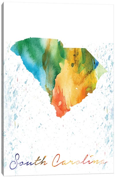 South Carolina State Colorful Canvas Art Print - State Maps