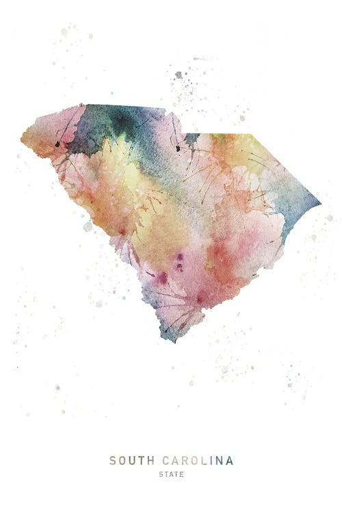 South Carolina Watercolor State Map by WallDecorAddict canvas print
