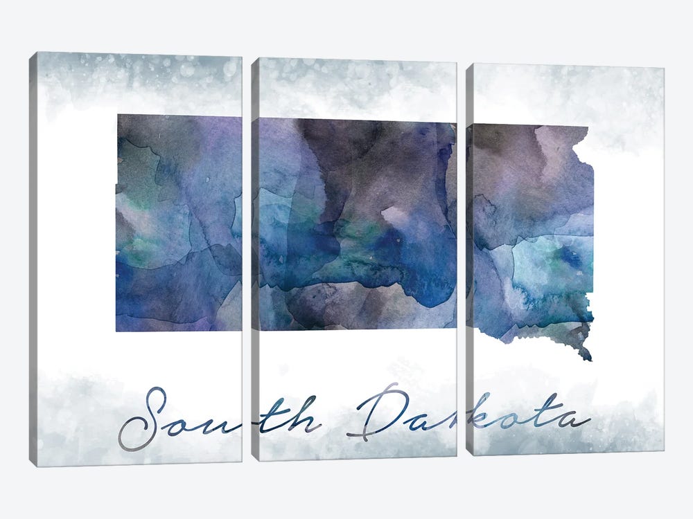 South Dakota State Bluishl by WallDecorAddict 3-piece Canvas Print