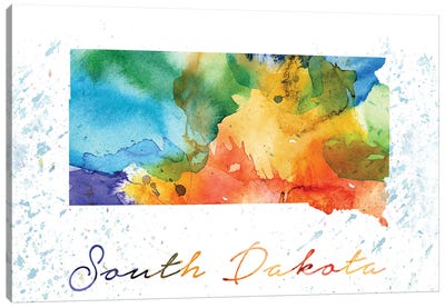 South Dakota State Colorful Canvas Art Print - South Dakota Art