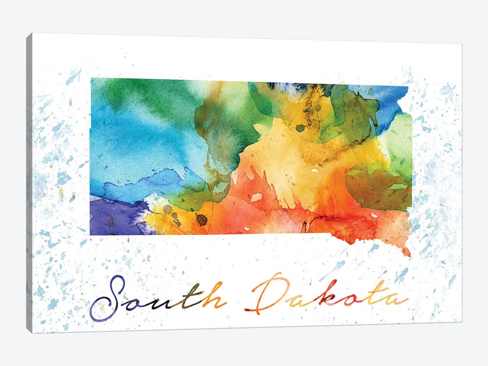 South Dakota State Colorful by WallDecorAddict 1-piece Canvas Wall Art