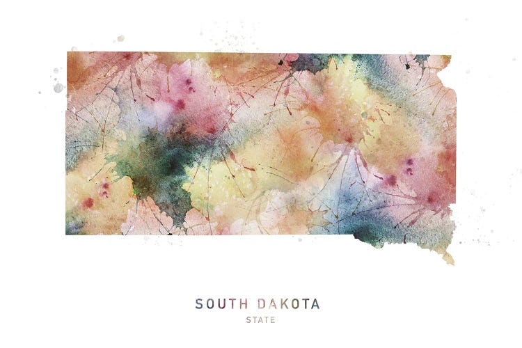 South Dakota Watercolor State Map