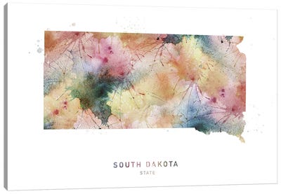 South Dakota Watercolor State Map Canvas Art Print - South Dakota Art