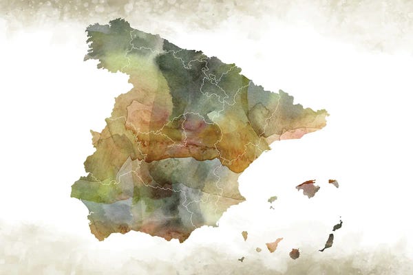 Spain: Spain Greenish Map by WallDecorAddict