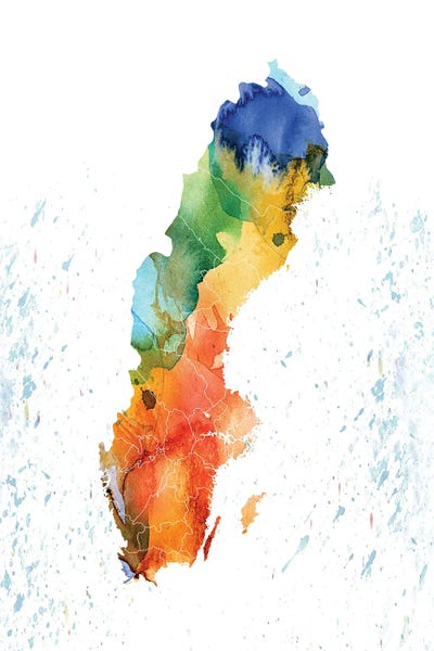 Sweden: Sweden Colorful Map by WallDecorAddict