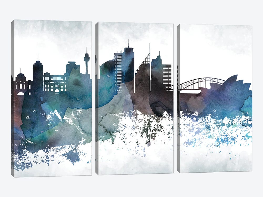 Sydney Bluish Skylines by WallDecorAddict 3-piece Art Print