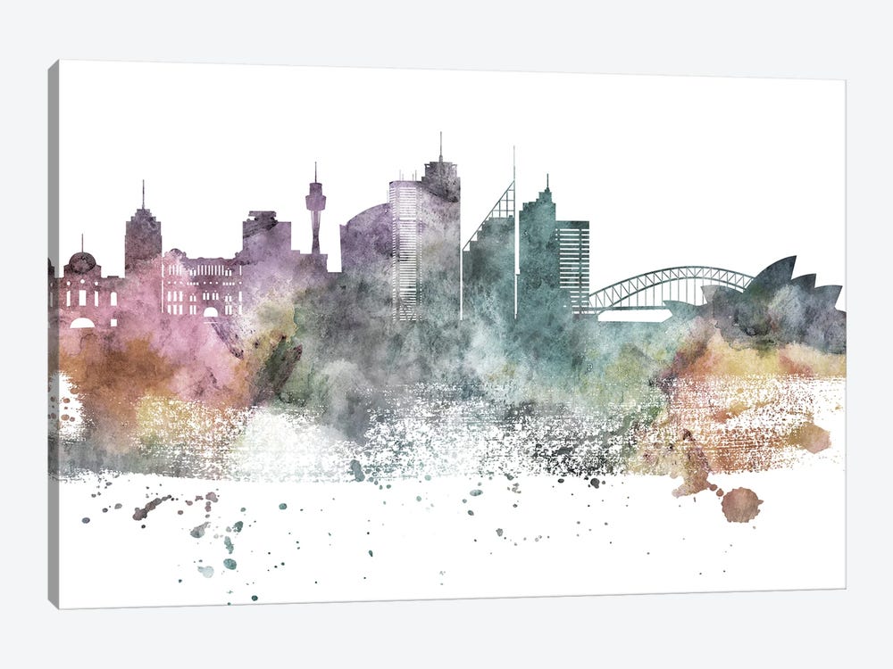 Sydney Pastel Skylines by WallDecorAddict 1-piece Canvas Artwork