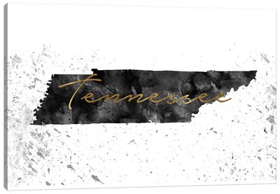 Tennessee Black And White Gold Canvas Art Print - Tennessee Art