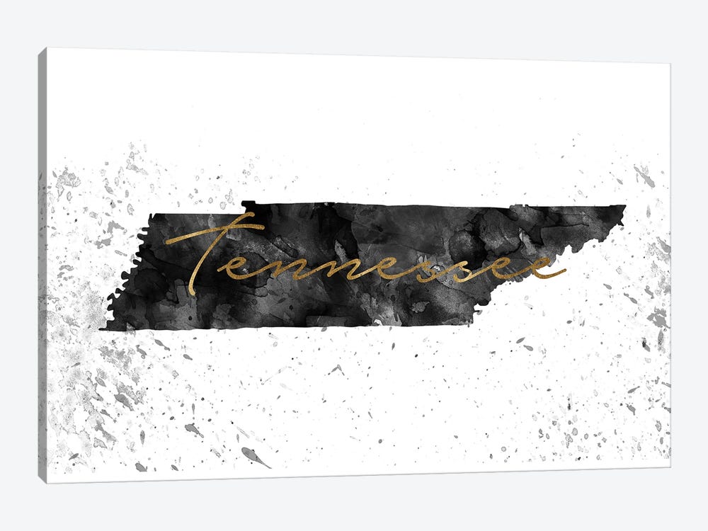 Tennessee Black And White Gold by WallDecorAddict 1-piece Canvas Artwork