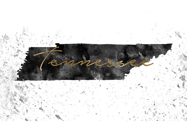 Black & White & Gold: Tennessee Black And White Gold by WallDecorAddict