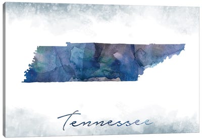 Tennessee State Bluish Canvas Art Print - State Maps