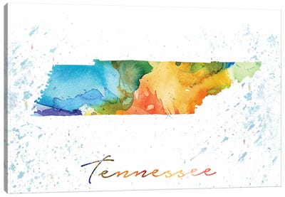 Tennessee State Colorful Canvas Art Print - State Maps
