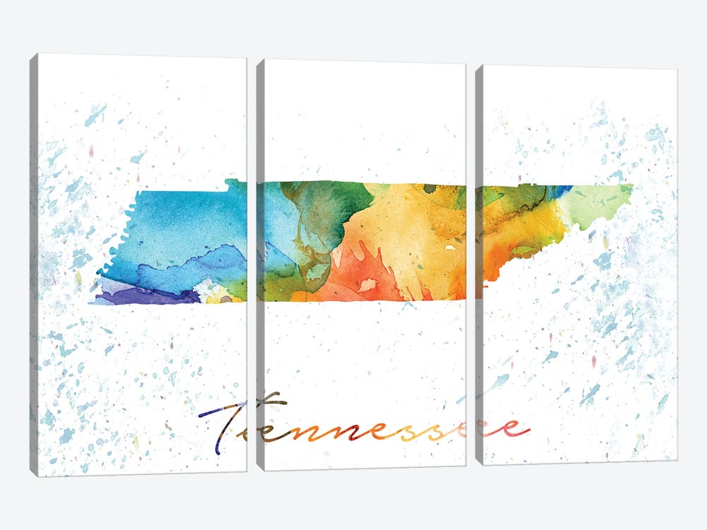 Tennessee State Colorful by WallDecorAddict 3-piece Canvas Artwork