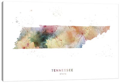 Tennessee Watercolor State Map Canvas Art Print - State Maps