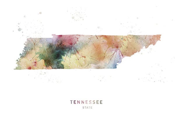 Tennessee: Tennessee Watercolor State Map by WallDecorAddict