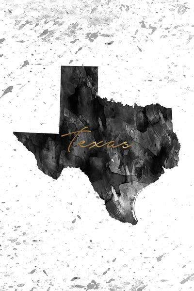 Texas Black And White Gold by WallDecorAddict art print
