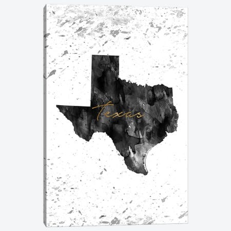 Texas Black And White Gold Canvas Print #WDA471} by WallDecorAddict Canvas Artwork