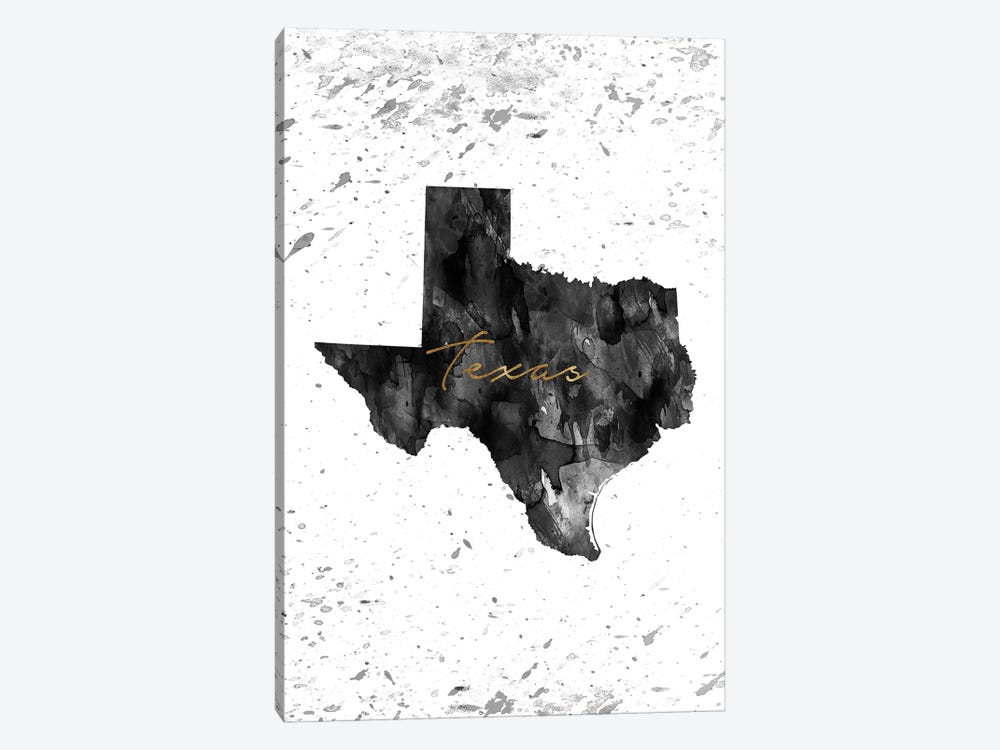 Texas Black And White Gold by WallDecorAddict 1-piece Canvas Wall Art