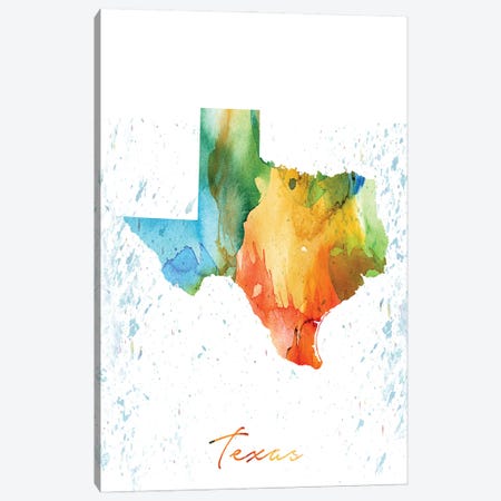 Texas State Colorful Canvas Print #WDA473} by WallDecorAddict Canvas Art