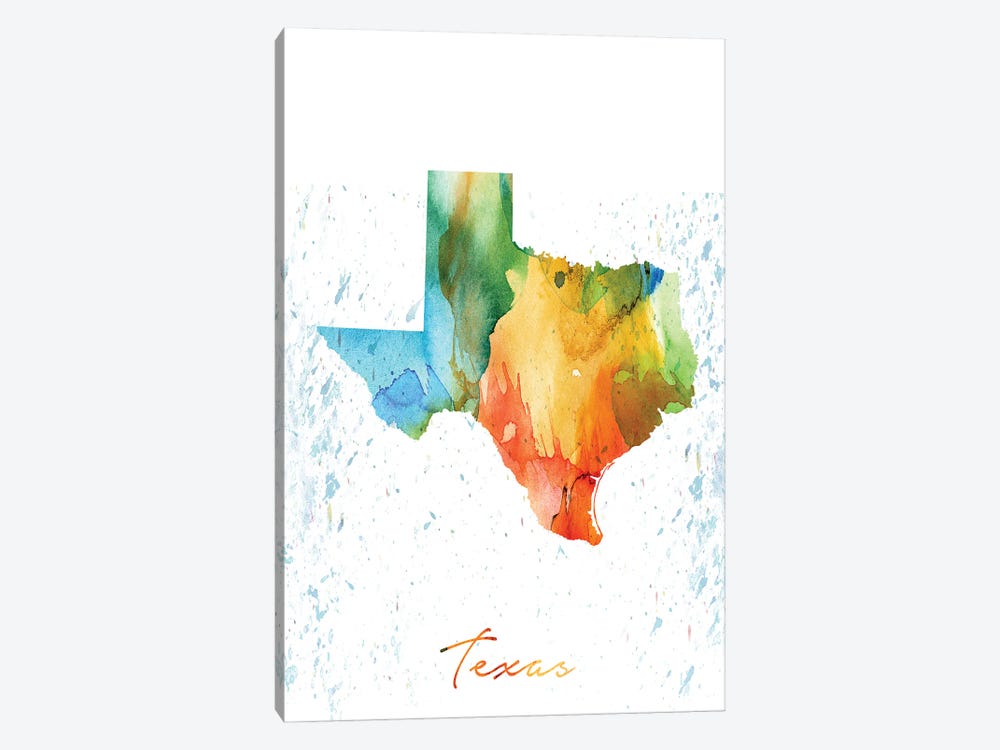 Texas State Colorful by WallDecorAddict 1-piece Canvas Artwork