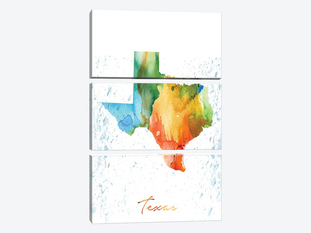Texas State Colorful by WallDecorAddict 3-piece Canvas Artwork