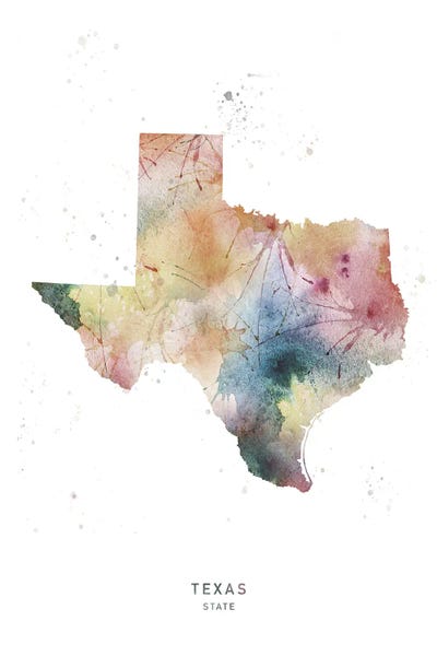 WallDecorAddict: Texas State Watercolor by WallDecorAddict