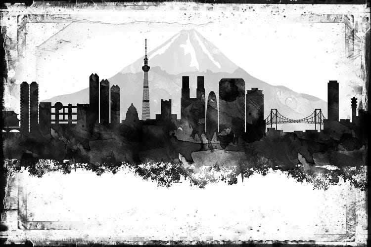 Tokyo Black And White Framed Skylines