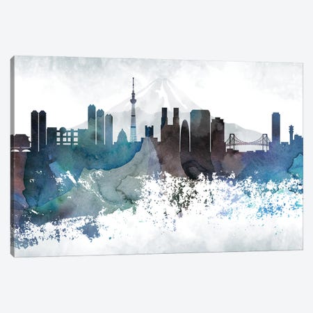 Tokyo Bluish Skylines Canvas Print #WDA477} by WallDecorAddict Canvas Print