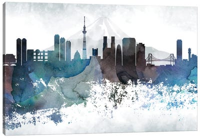 Tokyo Bluish Skylines Canvas Art Print - WallDecorAddict